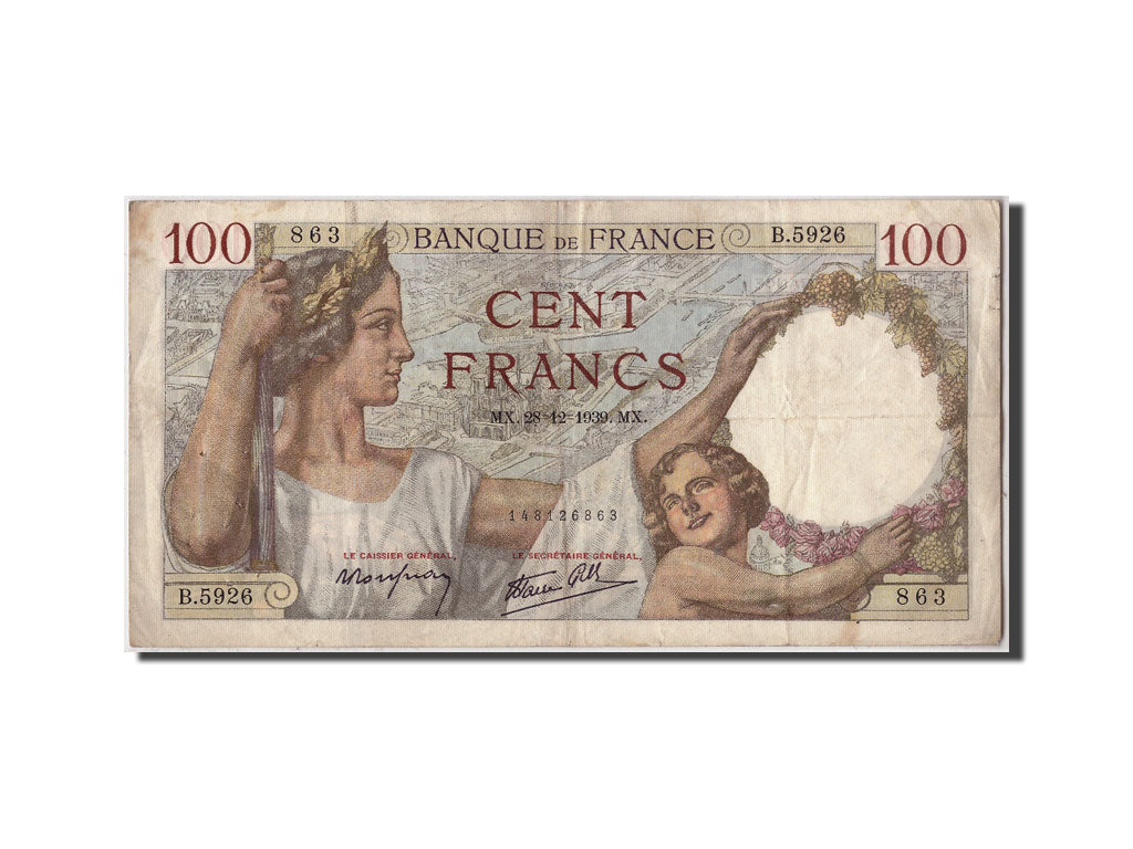 Banknote, France, 100 Francs, 100 F 1939-1942 ''Sully'', 1939, 1939-12-28