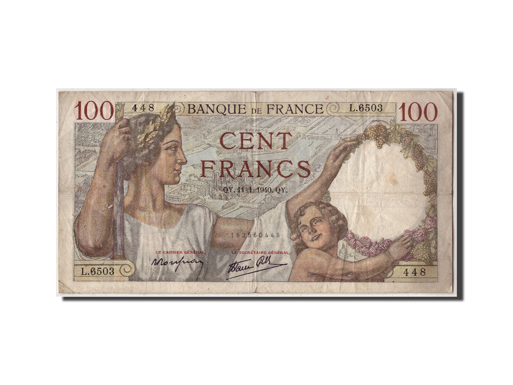 Banknote, France, 100 Francs, 100 F 1939-1942 ''Sully'', 1940, 1940-01-11