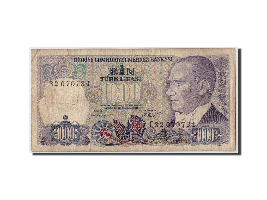 Billet, Turquie, 1000 Lira, L.1970 (1986), 1970-01-14, KM:196, B