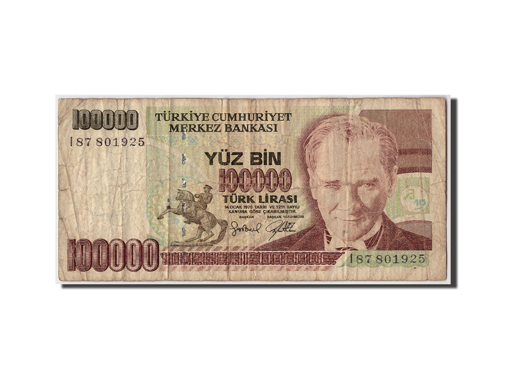 Billet, Turquie, 100,000 Lira, L.1970 (1998), Undated, KM:205, B+