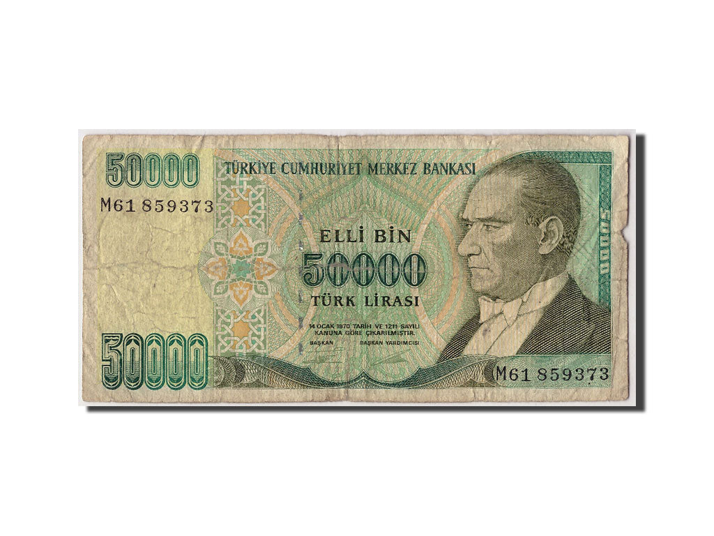 Billet, Turquie, 50,000 Lira, L.1970 (1989), Undated, KM:203a, B