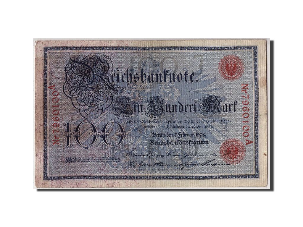 Geldschein, Deutschland, 100 Mark, 1908, 1908-02-07, KM:33a, S