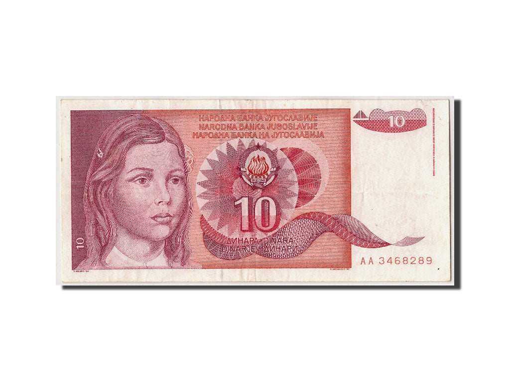 Banconote, Iugoslavia, 10 Dinara, 1990, KM:103, 1990-09-01, MB+