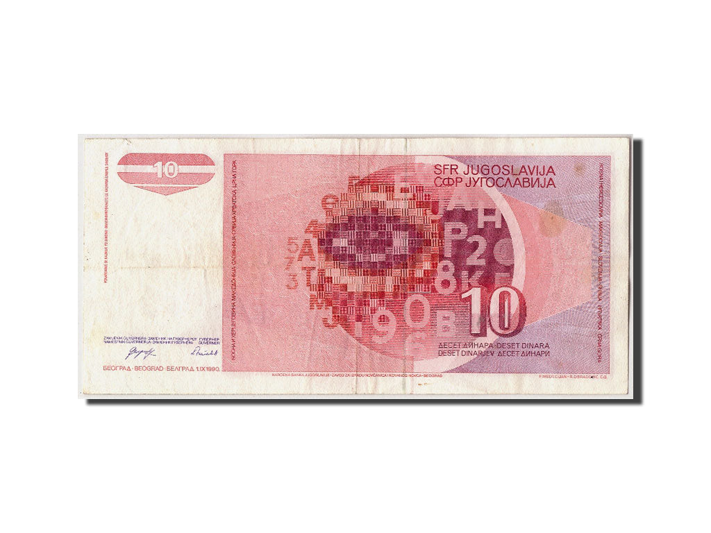Banconote, Iugoslavia, 10 Dinara, 1990, KM:103, 1990-09-01, MB+