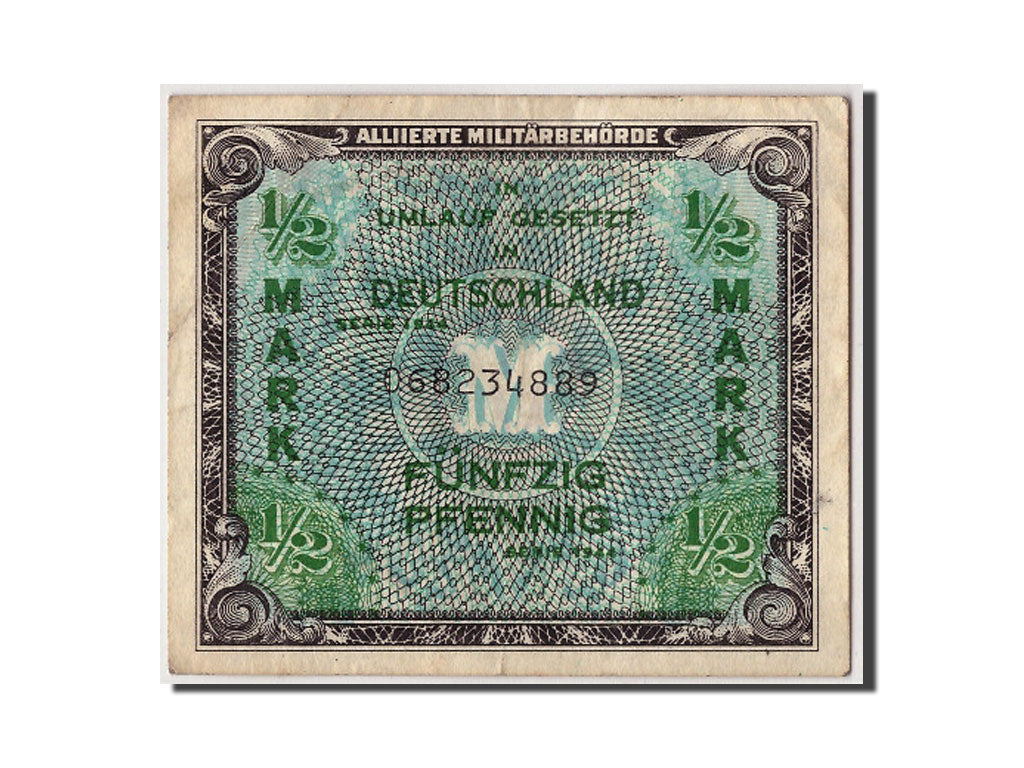 Billete, 1/2 Mark, 1944, Alemania, KM:191a, Undated, BC+