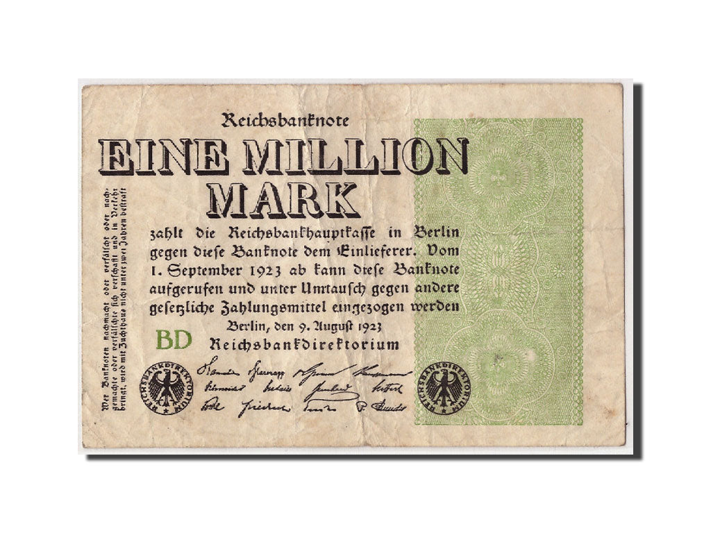 Banknote, Germany, 1 Million Mark, 1923, 1923-08-09, KM:102b, VF(20-25)
