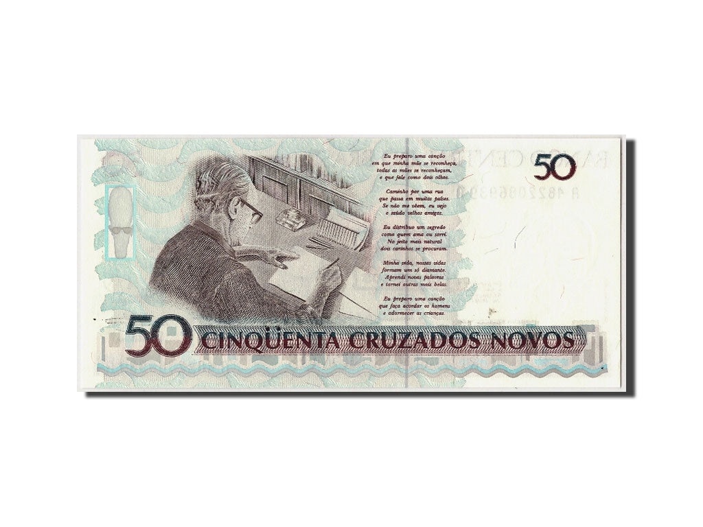 Banknot, Brazylia, 50 Cruzeiros on 50 Cruzados Novos, Undated (1990), Undated