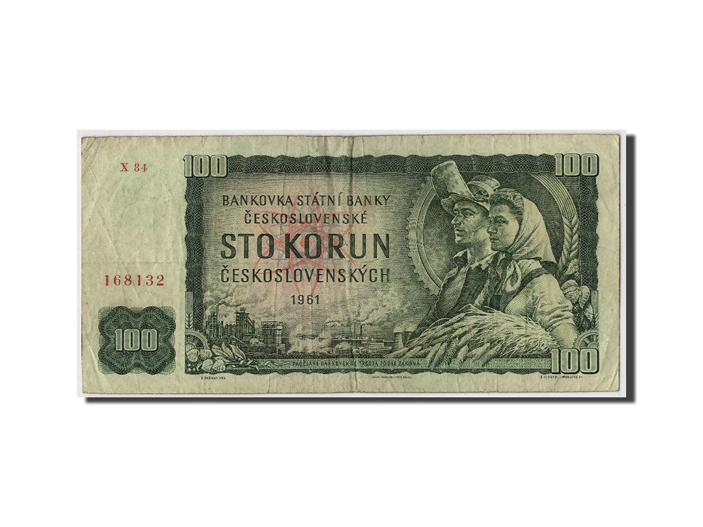 Billete, 100 Korun, 1961, Checoslovaquia, KM:91c, Undated, BC+