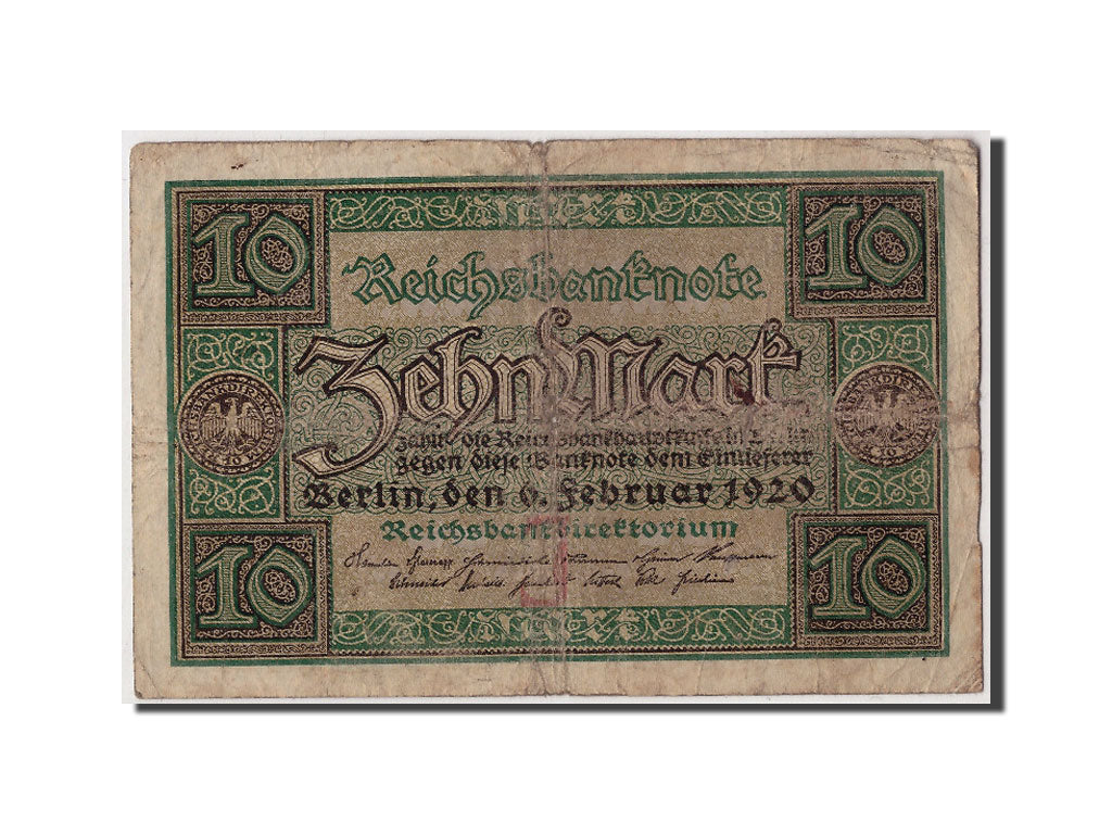 Banknote, Germany, 10 Mark, 1920, 1920-02-06, KM:67a, F(12-15)