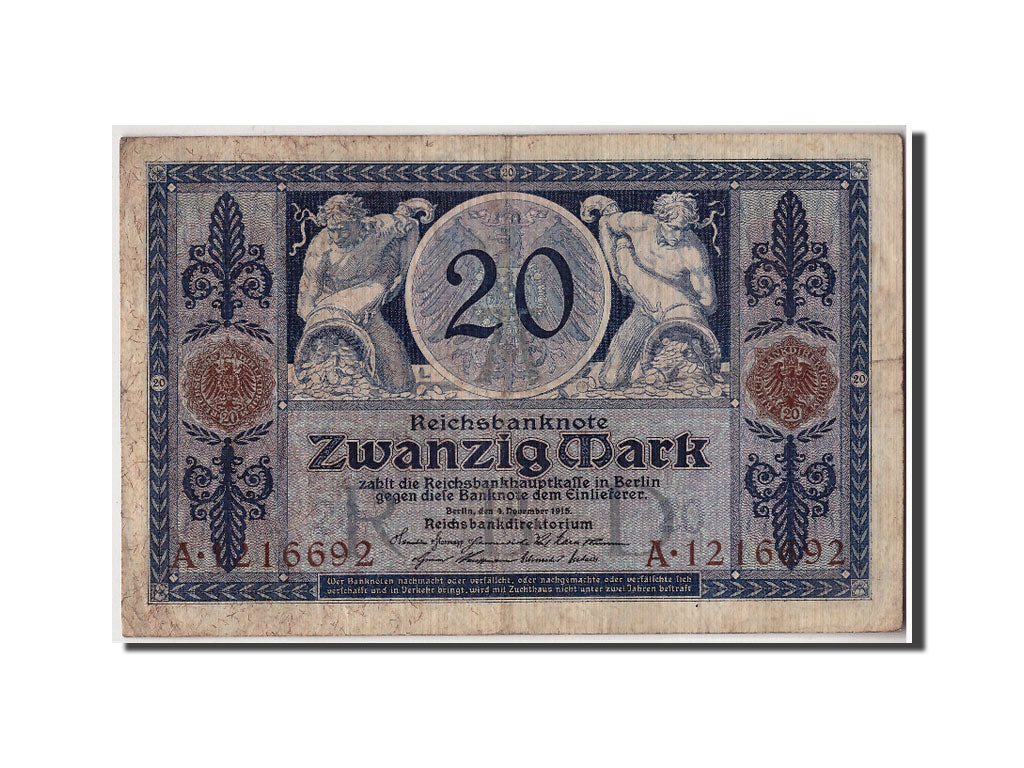 Banknote, Germany, 20 Mark, 1915, 1915-11-04, KM:63, VF(20-25)