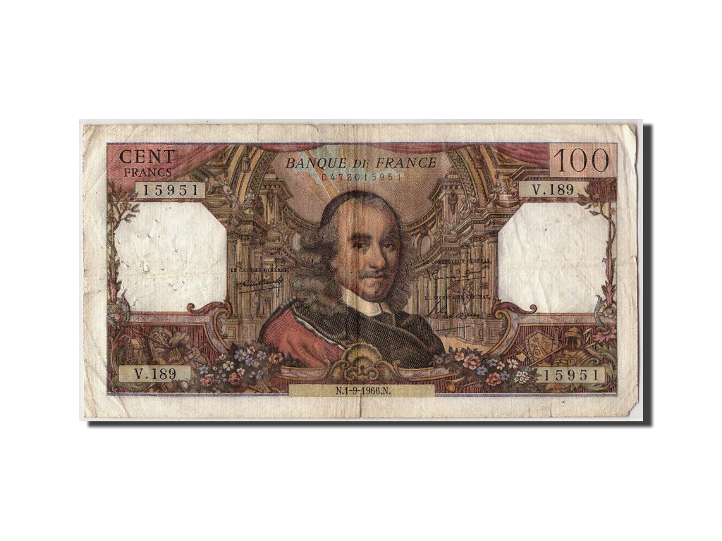 Banknote, France, 100 Francs, 100 F 1964-1979 ''Corneille'', 1966, 1966-09-01