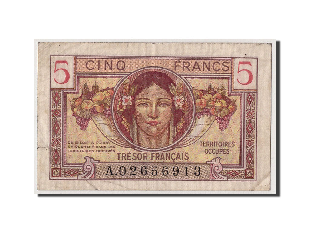 Banknot, Francja, 5 Francs, 1947 French Treasury, Undated (1947), Undated