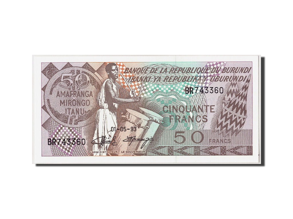 Billete, 50 Francs, 1993, Burundi, KM:28c, 1993-05-01, UNC