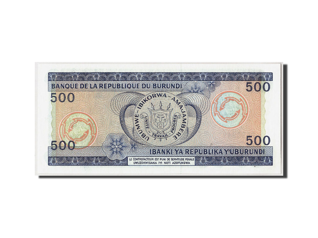 Billete, 500 Francs, 1988, Burundi, KM:30c, 1988-05-01, UNC