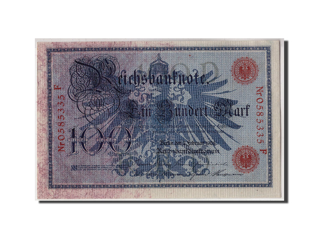 Geldschein, Deutschland, 100 Mark, 1908, 1908-02-07, KM:33a, UNZ-