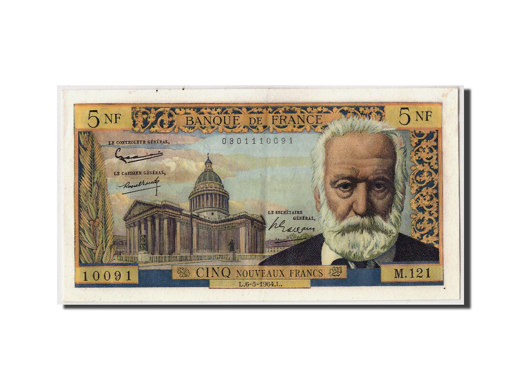 Billete, Francia, 5 Nouveaux Francs, 5 NF 1959-1965 ''Victor Hugo'', 1964