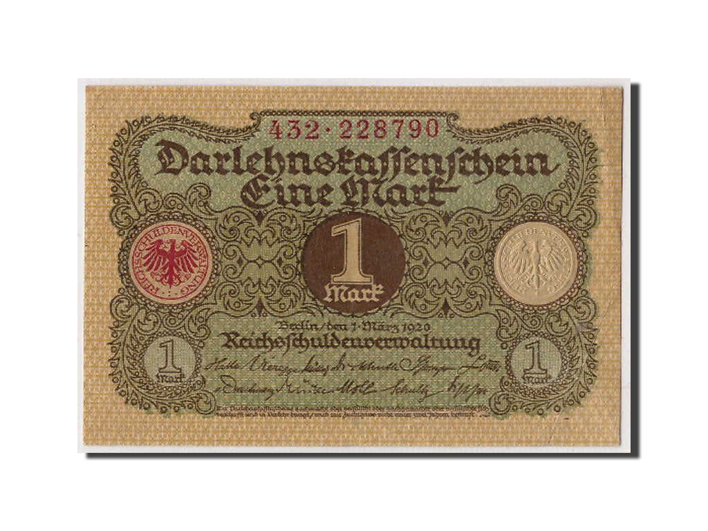 Geldschein, Deutschland, 1 Mark, 1920, 1920-03-01, KM:58, UNZ-
