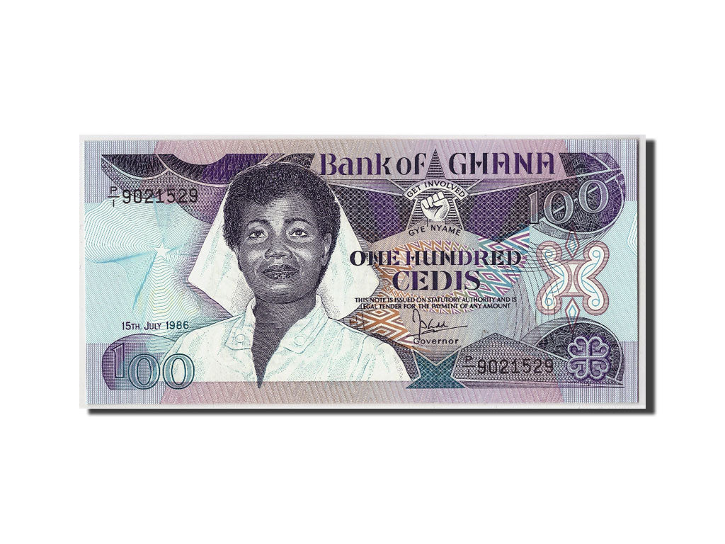 Banknot, Ghana, 100 Cedis, 1986, 1986-07-15, KM:26a, UNC(65-70)