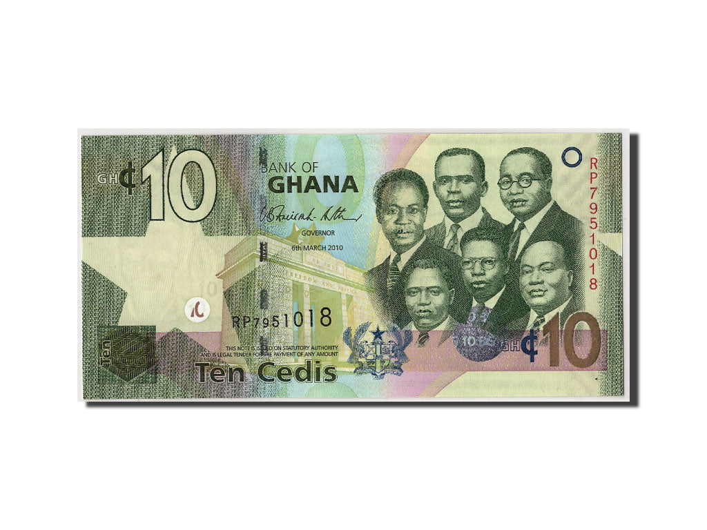 Banknot, Ghana, 10 Cedis, 2010, 2010-03-06, KM:39b, UNC(65-70)