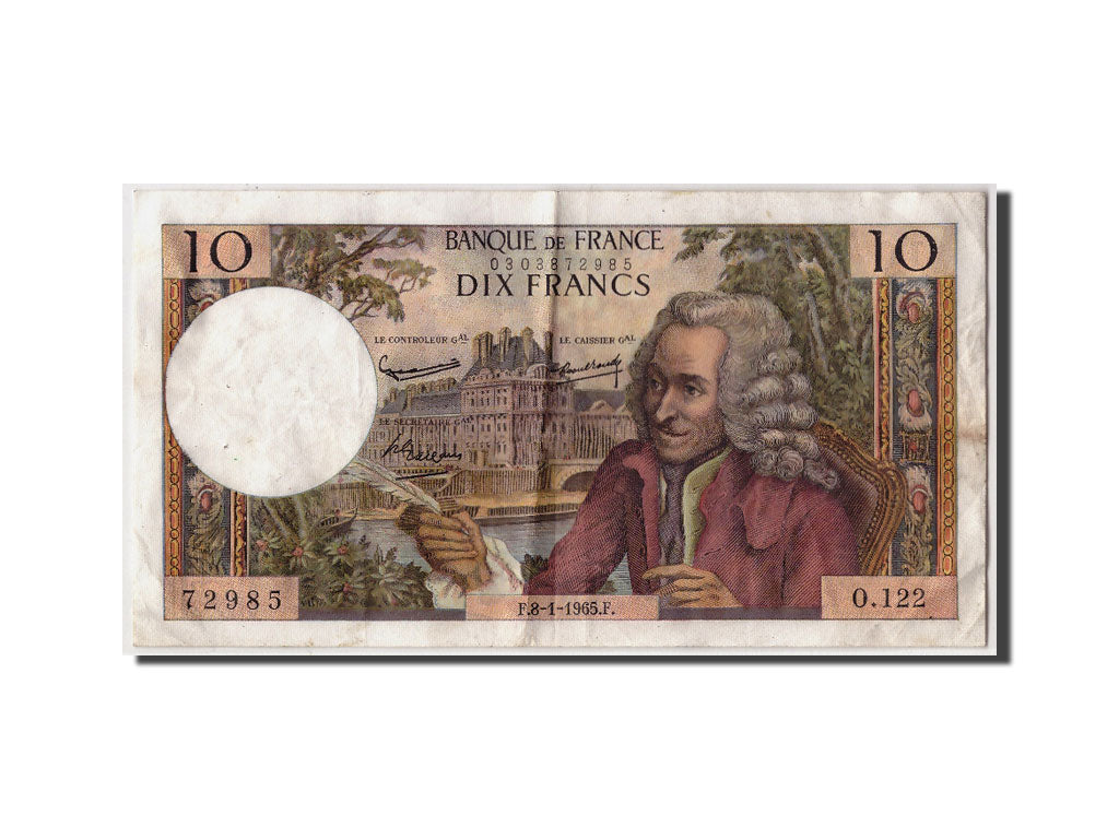 Biljet, Frankrijk, 10 Francs, 10 F 1963-1973 ''Voltaire'', 1965, 1965-08-01