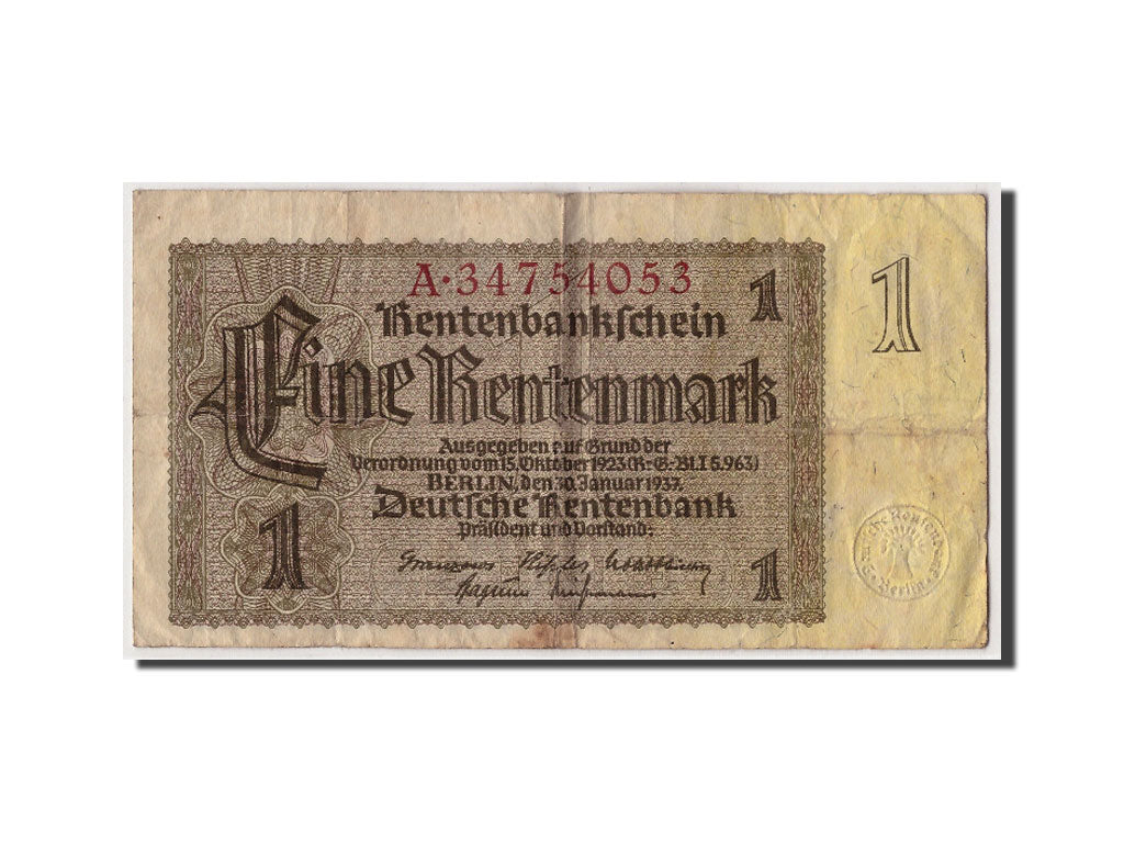 Banknote, Germany, 1 Rentenmark, 1937, 1937-01-30, KM:173b, F(12-15)