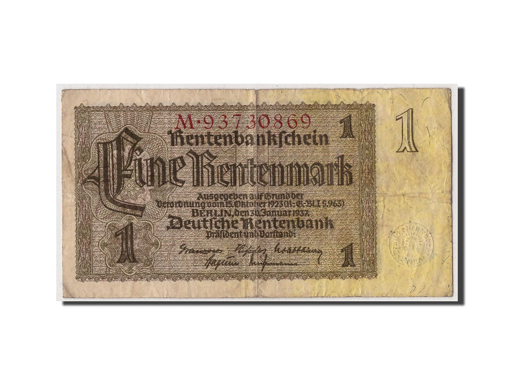Geldschein, Deutschland, 1 Rentenmark, 1937, 1937-01-30, KM:173b, S