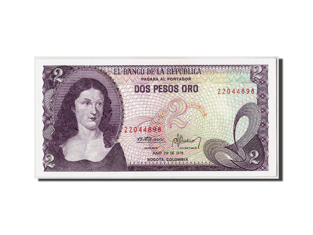 Billete, 2 Pesos Oro, 1976, Colombia, KM:413b, 1976-07-20, UNC