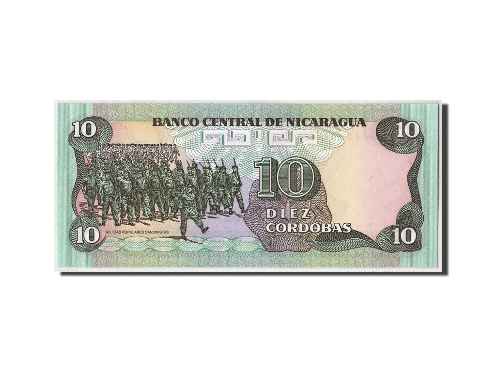 Banknote, Nicaragua, 10 Cordobas, 1985 (1988), Undated, KM:151, UNC(65-70)