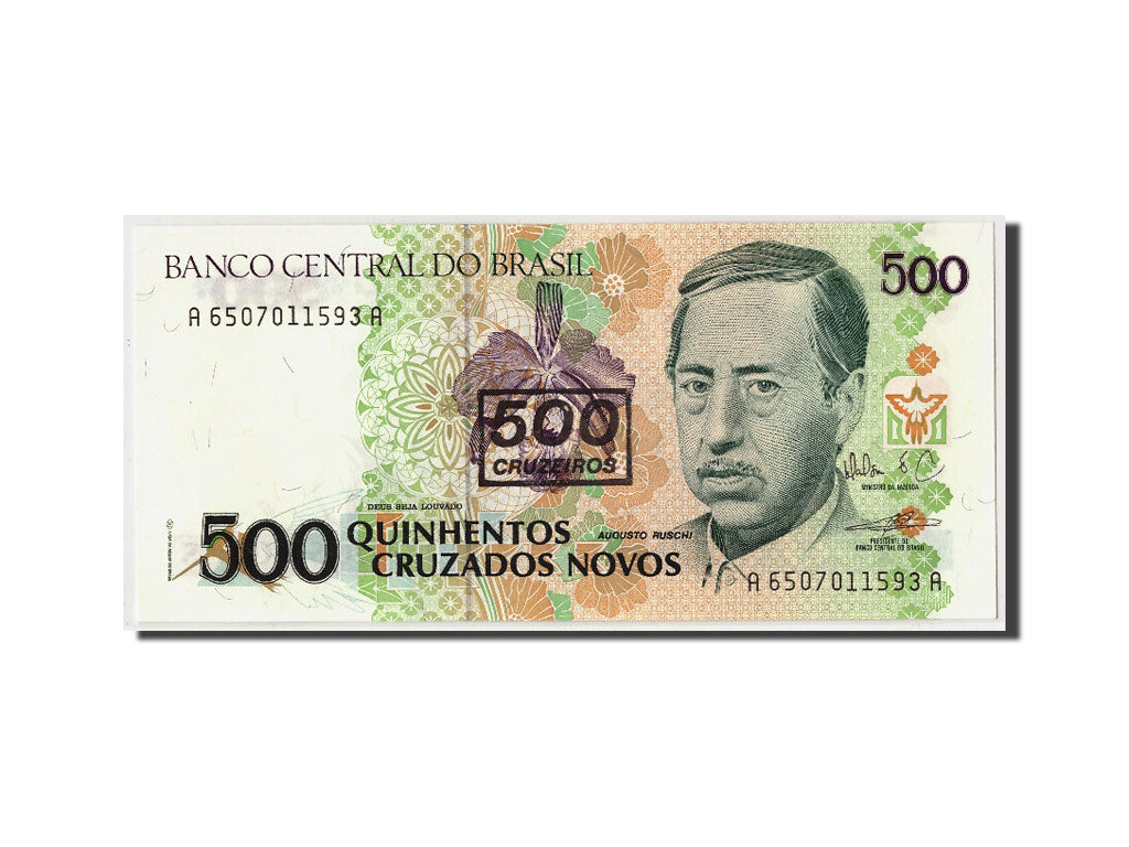 Geldschein, Brasilien, 500 Cruzeiros on 500 Cruzados Novos, Undated (1990)