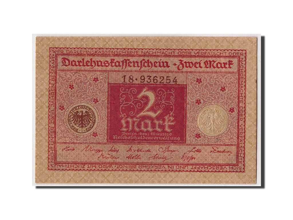 Geldschein, Deutschland, 2 Mark, 1920, 1920-03-01, KM:59, UNZ-