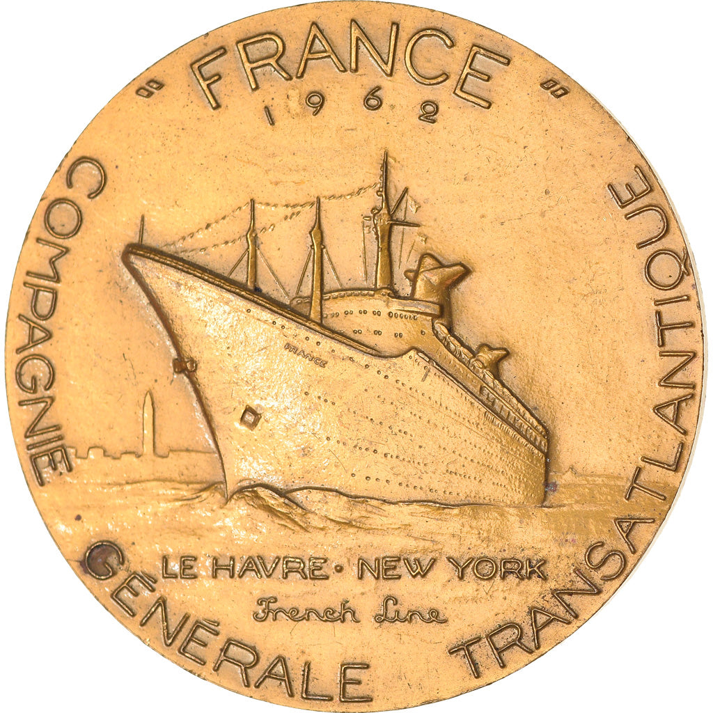 França, Medal, Compagnie Générale Transatlantique, France, Navegação, 1962