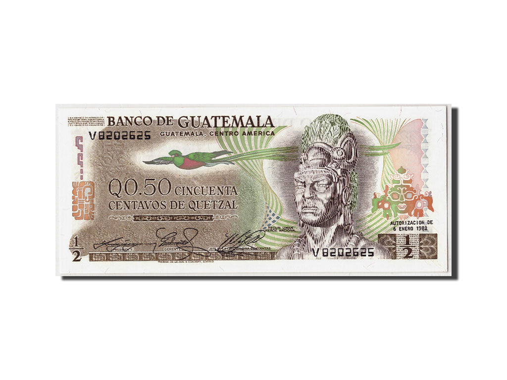 Geldschein, Guatemala, 1/2 Quetzal, 1982, 1982-01-06, KM:58c, UNZ