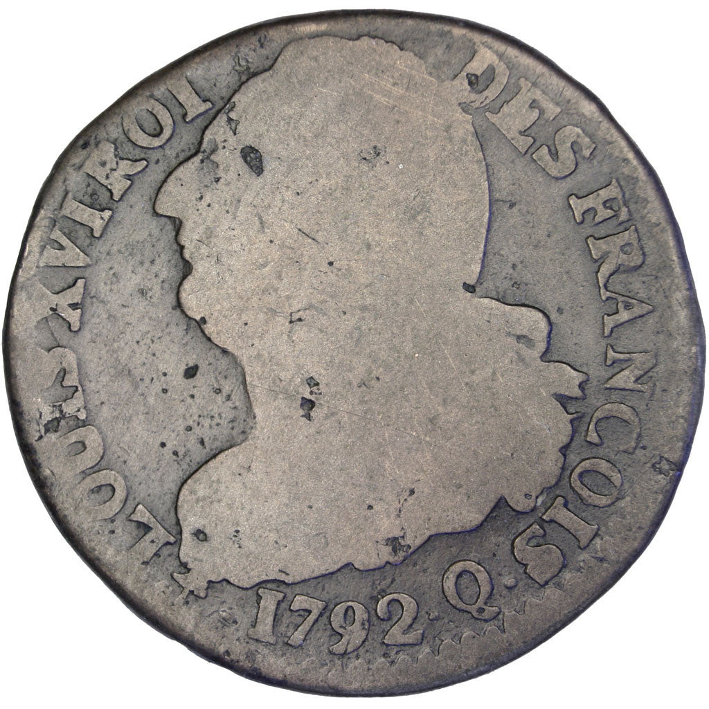 Coin, France, 2 sols françois, 2 Sols, 1792, Perpignan, VG(8-10), Bronze