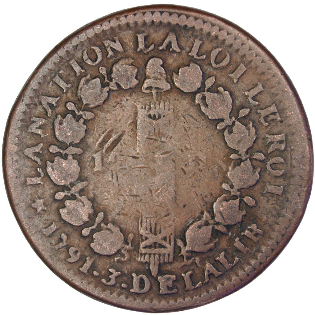 Moneta, Francia, 12 deniers françois, 12 Deniers, 1791, Orléans, MB, Bronzo