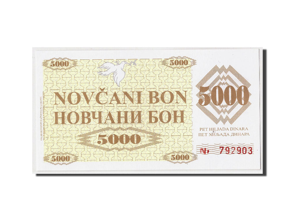 Billete, 5000 Dinara, 1992, Bosnia - Herzegovina, KM:9r, Undated, UNC