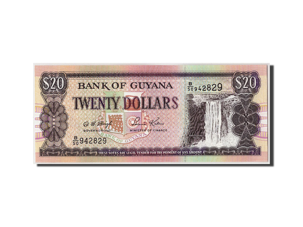 Biljet, Guyana, 20 Dollars, Undated (1996), KM:30b, NIEUW