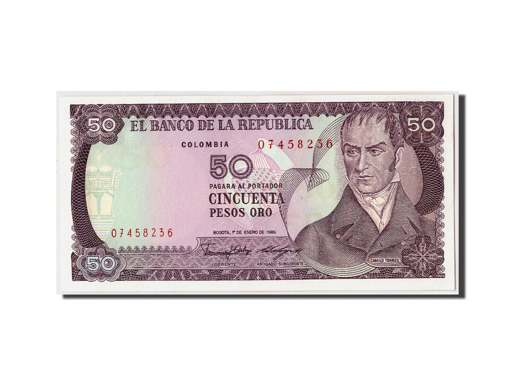 Geldschein, Kolumbien, 50 Pesos Oro, 1986, 1986-01-01, KM:425b, UNZ