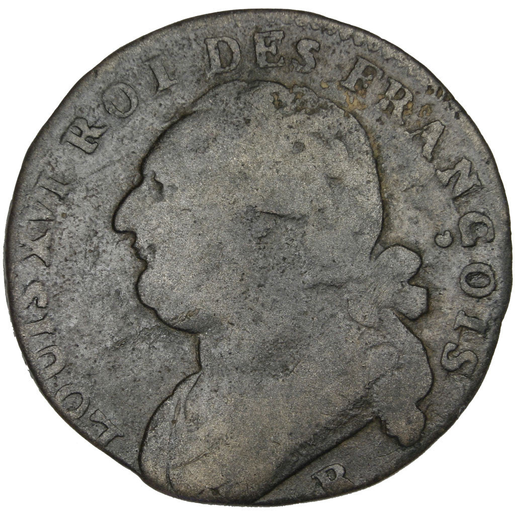 Coin, France, 12 deniers françois, 12 Deniers, 1793, Orléans, VF(20-25)