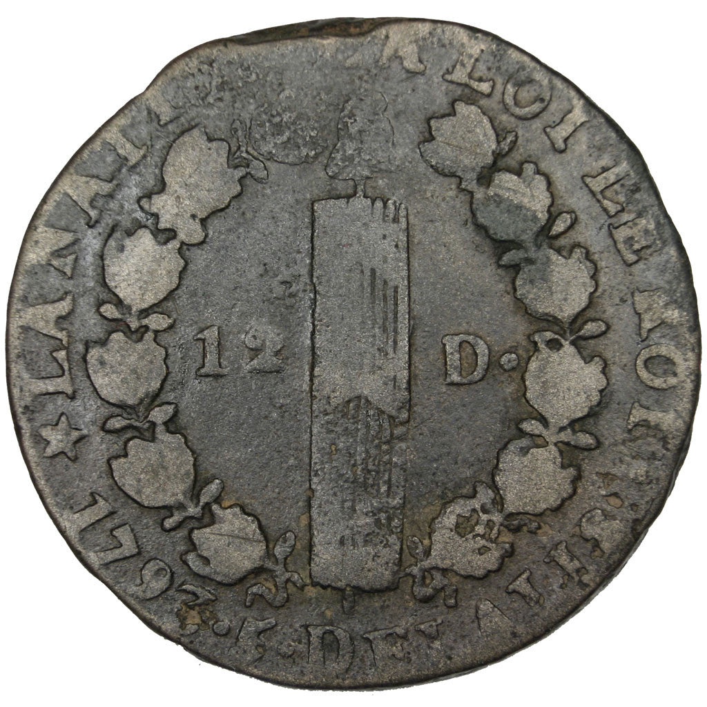 Coin, France, 12 deniers françois, 12 Deniers, 1793, Orléans, VF(20-25)