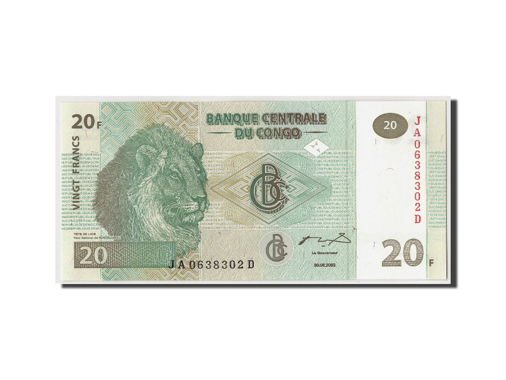 Banconote, Repubblica Democratica del Congo, 20 Francs, 2003, KM:94a