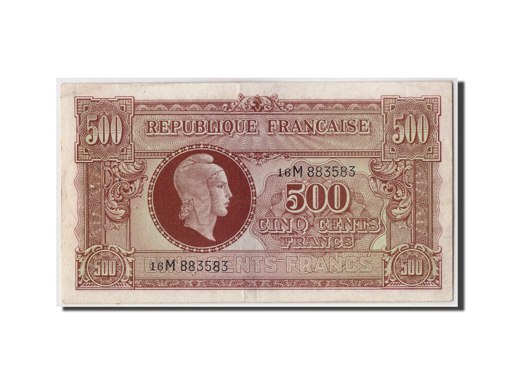 Billete, Francia, 500 Francs, 1943-1945 Marianne, undated (1945), MBC+