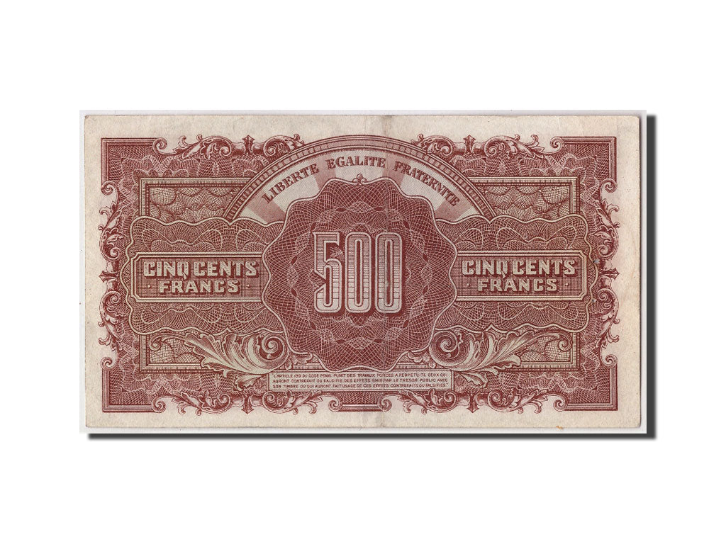 Billete, Francia, 500 Francs, 1943-1945 Marianne, undated (1945), MBC+