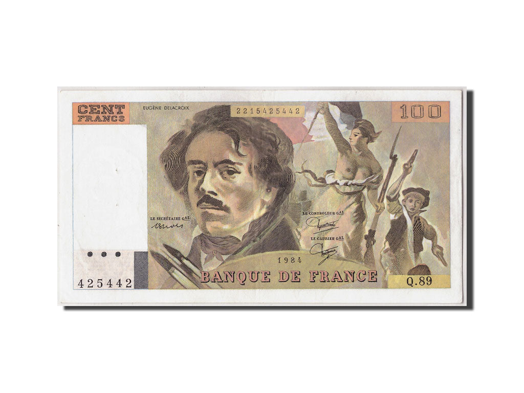 Banknote, France, 100 Francs, 100 F 1978-1995 ''Delacroix'', 1984, AU(50-53)