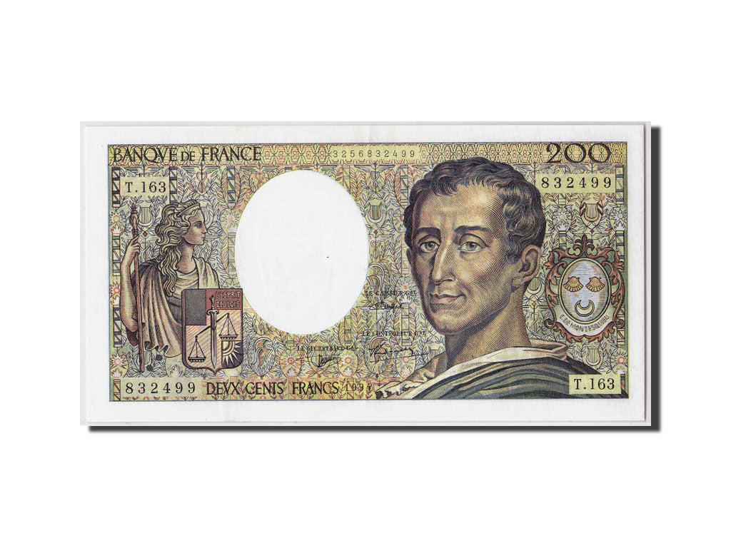 Banknot, Francja, 200 Francs, Montesquieu, 1994, AU(55-58), Fayette:70/2.1