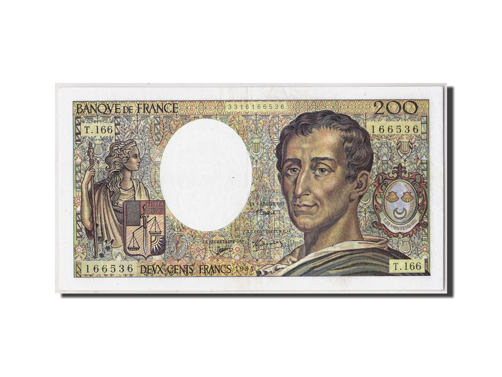 Banknote, France, 200 Francs, 200 F 1981-1994 ''Montesquieu'', 1994, AU(50-53)