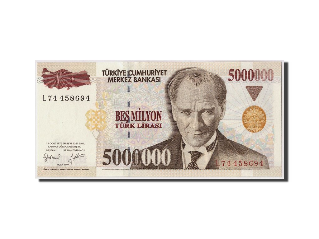 Billet, Turquie, 5,000,000 Lira, 1997, Undated, KM:210, NEUF