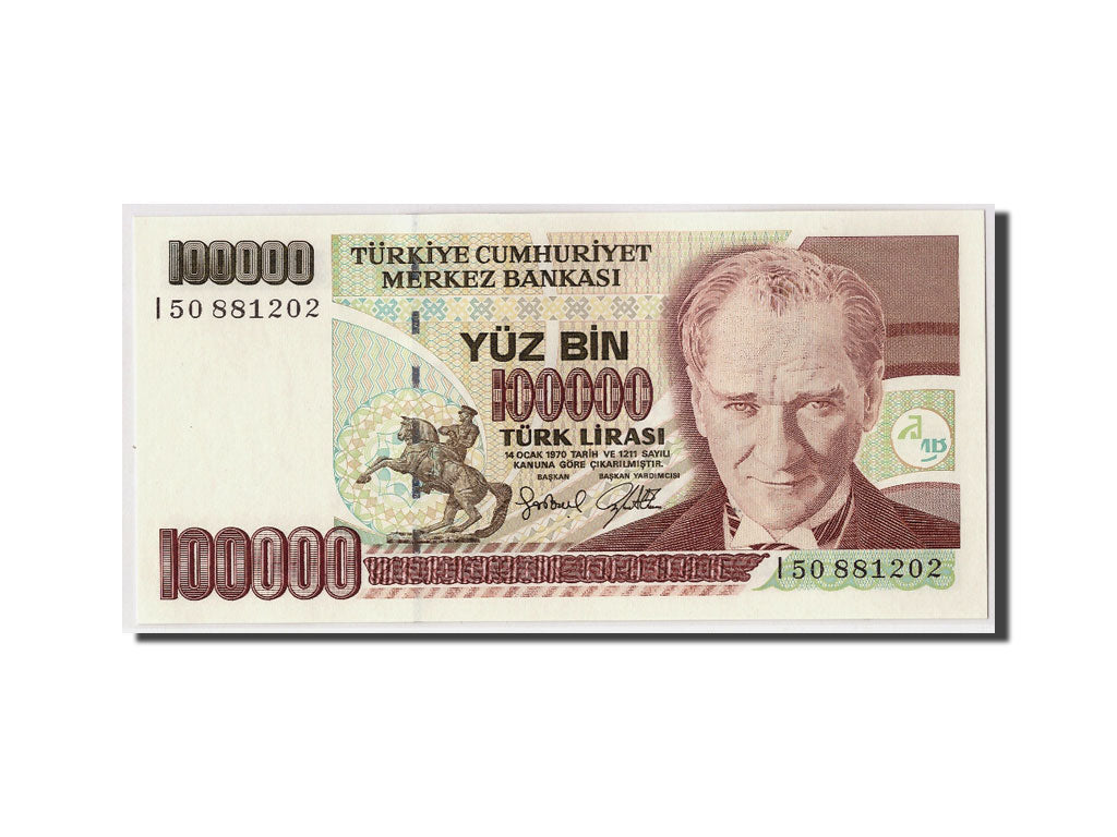 Banknot, Turcja, 100,000 Lira, L.1970 (1991), Undated, KM:205, UNC(65-70)
