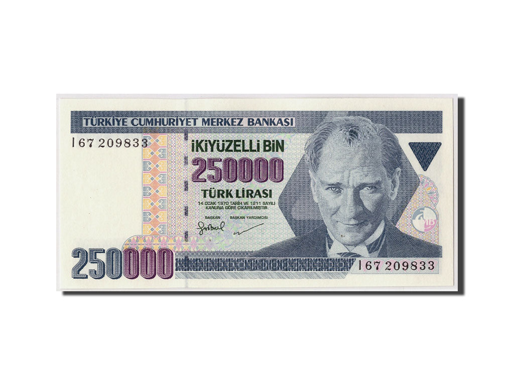 Geldschein, Türkei, 250,000 Lira, L.1970 (1992), Undated, KM:207, UNZ