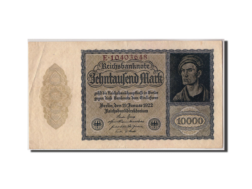 Banknote, Germany, 10,000 Mark, 1922, 1922-01-19, KM:71, EF(40-45)