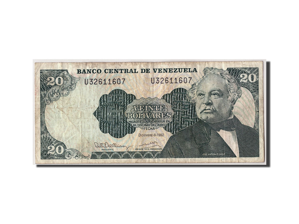 Banknote, Venezuela, 20 Bolivares, 1992, 1992-12-08, KM:63d, VF(20-25)